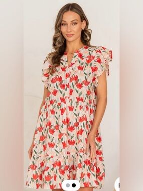 NWT Like Love Brand Floral Ruffled Sleeveless Midi Dress